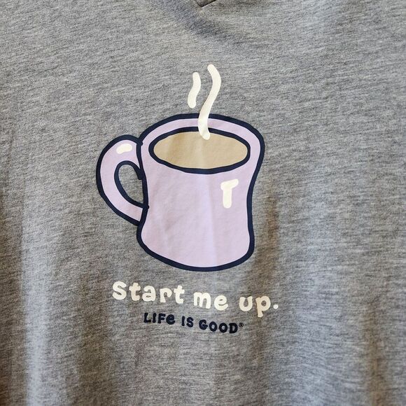 Life Is Good Start Me Up 2 Pc Long Sleeve Pajama Set Gray Purple Large - Picture 2 of 8